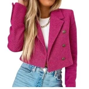 Zara Crop tweed double breasted Blazer